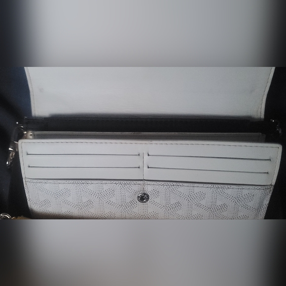 GOYARD White APM Varenne Long Wallet with Cross body Chain/Strap +Box Authentic - Picture 16 of 16